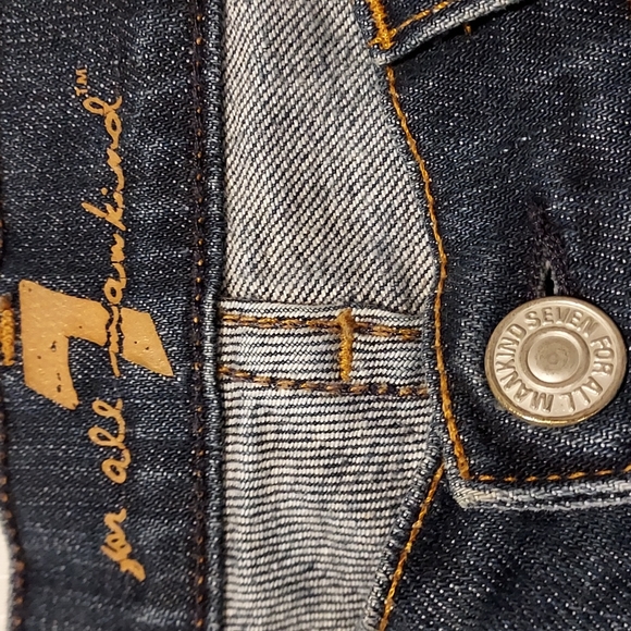 Women's Size 6 7 For All Mankind Washed Distressed Flare Jeans - Picture 3 of 15